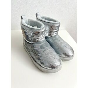UGG Women's Classic Mini Mirror Ball Silver Ankle Boots 1151291 (Size 7)